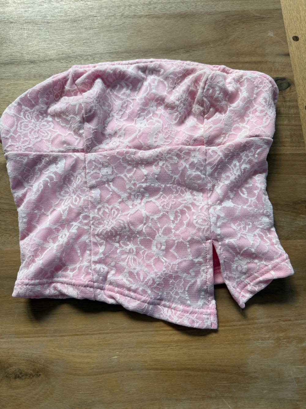 SHEIN Pink Lace Strapless Crop Top